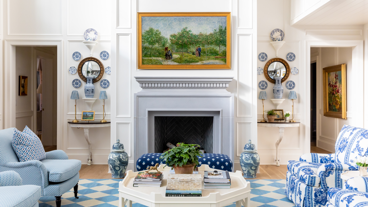 Residential wallpaper installation - living room design